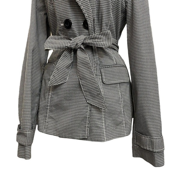 Halogen Black & White Plaid Jacket Short Belted Waist Coat - Picture 3 of 12